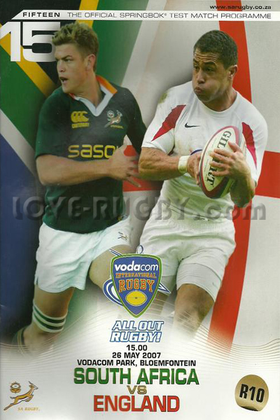 2007 South Africa v England  Rugby Programme